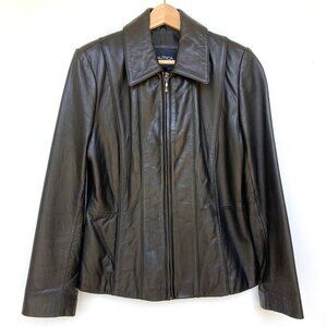 Nautica Womens Soft Black Leather Jacket Small